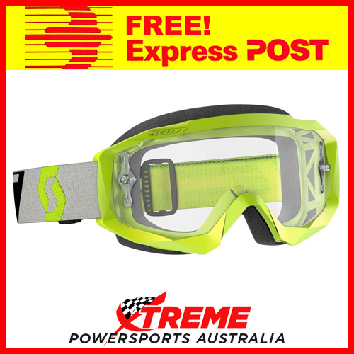 Scott Yellow/Grey Hustle X MX Goggles With Clear Lens Motocross Dirt Bike