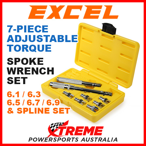 Excel Mx Wheel Rim 7 Piece Adjustable Torque Spoke Wrench Tool Kit Set Dirtbike