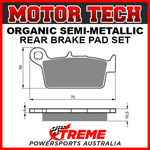 Motor Tech Honda CR500R 1987-2001 Semi-Metallic Rear Brake Pads FA131