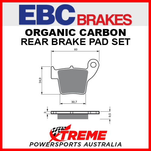 EBC Honda CRF 450 XRL 2014-2016 Organic Carbon Rear Brake Pad FA346TT