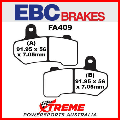 HD Road King 08-12 EBC Semi Sintered Chrome Rear Brake Pads, FA409VLD