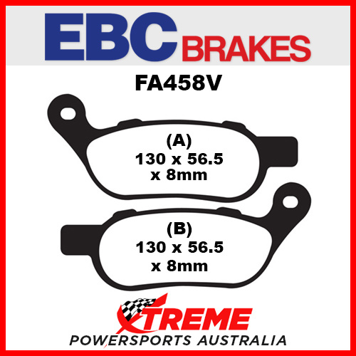 Harley Davidson FLSTF Fat Boy 08-17 EBC Semi Sintered Chrome Rear Brake Pads, FA458VLD