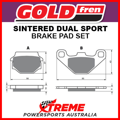 Goldfren Kawasaki KX125 1983-1987 Sintered Dual Sport Front Brake Pad GF005-S3
