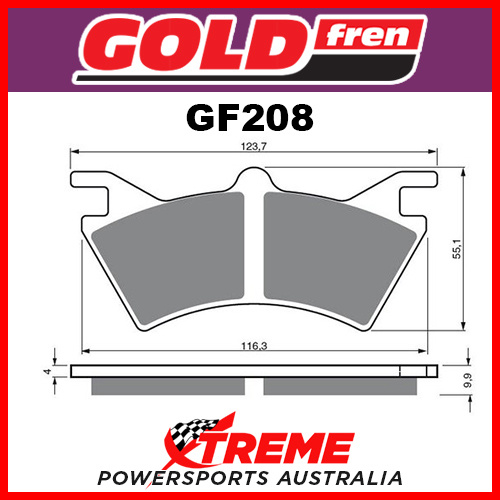 Polaris 500 Sportsman 6x6 00-08 Goldfren Sinter Off Road Rear Brake Pads GF208K5