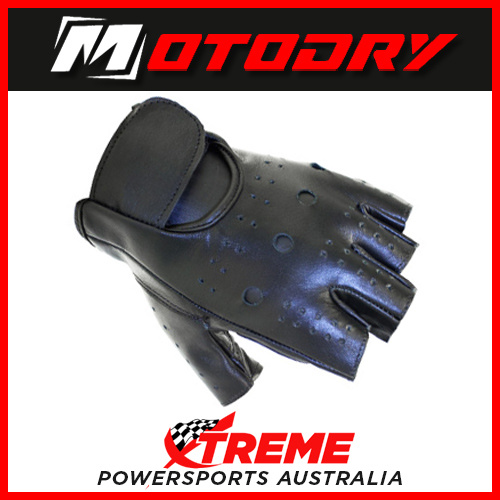 Motorcycle Gloves Fingerless Black Motodry Small