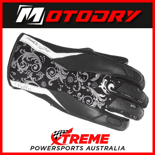 Ladies Motorcycle Gloves Bella Black/White Motodry Small