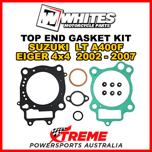 Whites For Suzuki LT-A400F LTA400F Eiger 4x4 2002-2007 Top End Rebuild Gasket Kit