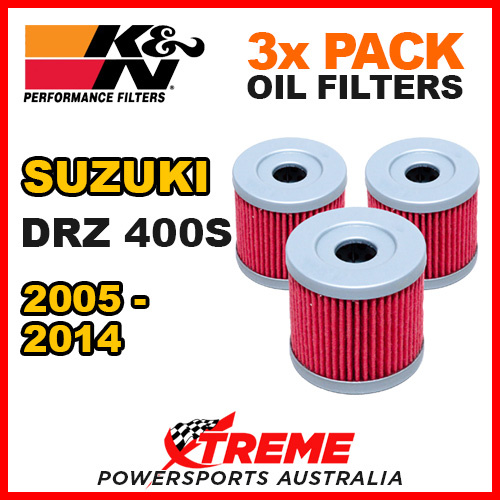 3 PACK K&N MX OIL FILTERS For Suzuki DRZ400S DRZ 400S DR Z400S 2005-2014 KN 139 MOTO