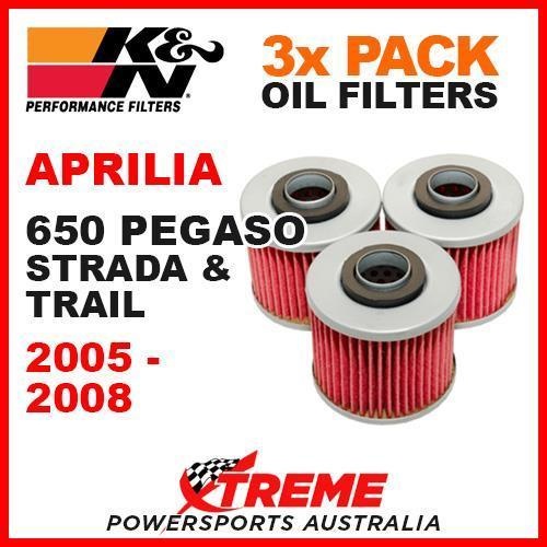 3 PACK MX K&N OIL FILTERS APRILIA 650 PEGASO STRADA TRAIL 2005-2008 KN-145