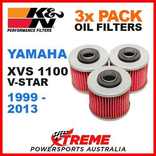 3 PACK K&N OIL FILTERS YAMAHA XVS1100 XVS 1100 V-STAR 99-2013 MOTORCYCLE KN-145