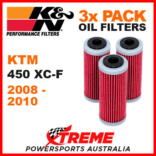 3 PACK K&N KTM 450XCF 450 XC-F 2008-2010 OIL FILTERS OFF ROAD DIRT BIKE KN 652
