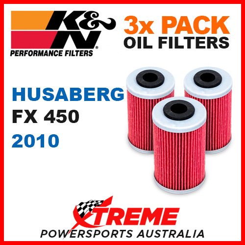 3 PACK K&N HUSABERG FX450 FX 450 2010 OIL FILTERS OFF ROAD KN 655