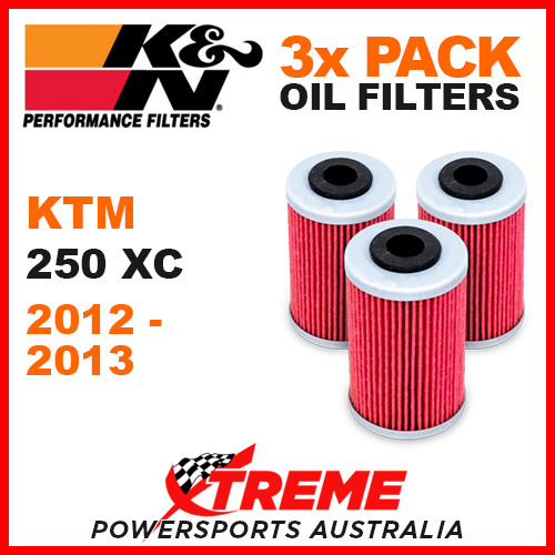 3 PACK K&N KTM 250XC 250 XC 2012-2013 OIL FILTERS OFF ROAD DIRT BIKE KN 655