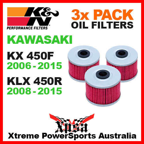 3 PACK K&N OIL FILTERS KAWASAKI KX 450F KXF 450R 06-2015 KLX 450R 08-2015 KN 112