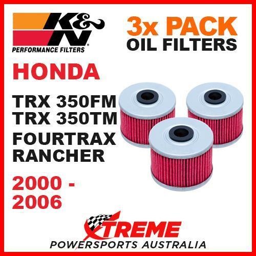 3 PACK K&N OIL FILTERS HONDA TRX350FM TRX350TM FOURTRAX RANCHER 2000-2006 KN 113