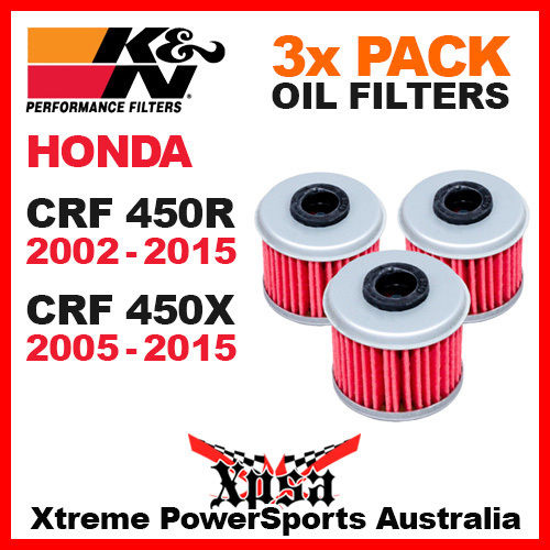 3 PACK K&N OIL FILTERS HONDA CRF 450R CRF450R 02-15 CRF450X 450X 05-15 KN 116 MX