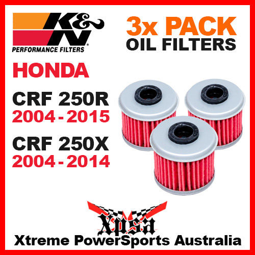 3 PACK K&N OIL FILTERS HONDA CRF 250R CRF250R 04-15 CRF250X 250X 04-14 KN 116 MX