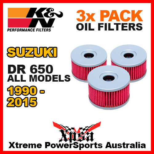 3 PACK K&N OIL FILTERS For Suzuki DR 650 650R 650RS 650RSE 650RE 650SE 90-2015 KN137