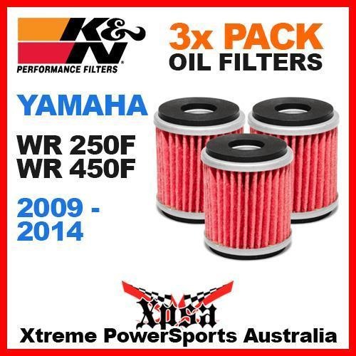 3 PACK K&N OIL FILTERS YAMAHA WR 250F WR250F WR450F 450F 2009-2014 KN 140 ENDURO