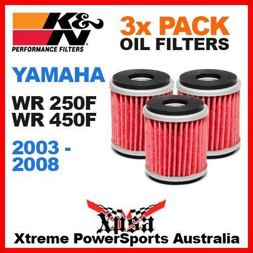 3 PACK K&N OIL FILTERS YAMAHA WR 250F WR250F WR450F 450F 2003-2008 KN 141 ENDURO