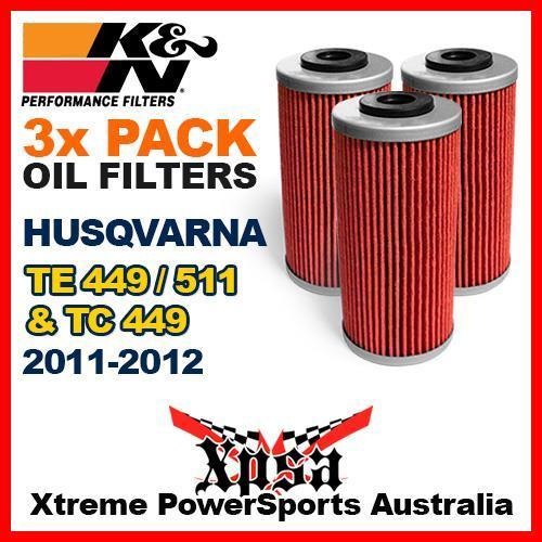 3 PACK K&N OIL FILTER HUSQVARNA TE 449 TE449 TE511 511 TC449 TC 2011-2012 KN 611