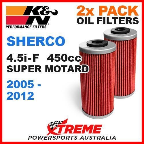 2 PACK MX K&N OIL FILTER SHERCO 4.5I F SUPER MOTARD 2005-2012 4.5i-F 450cc KN611