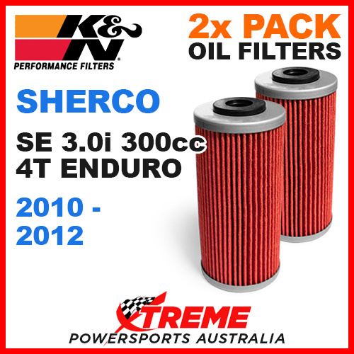 2 PACK MX K&N OIL FILTER SHERCO SE 3.0I 4T ENDURO 2010-2012 3.0i 300cc KN 611