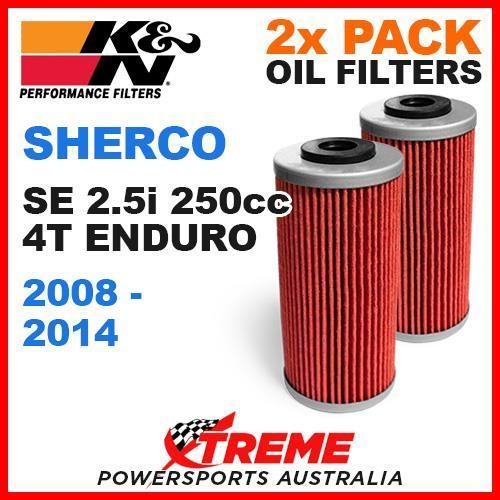 2 PACK MX K&N OIL FILTER SHERCO SE 2.5I 4T ENDURO 2008-2014 2.5i 250cc KN 611