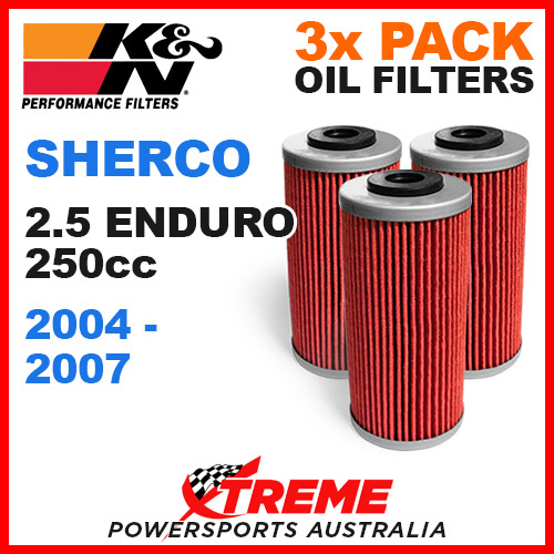 3 PACK MX K&N OIL FILTER SHERCO 2.5 ENDURO 2004-2007 250cc KN 611 DIRT BIKE MOTO