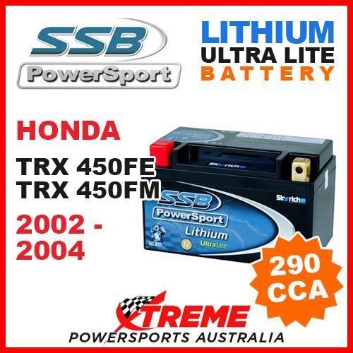 SSB 12V LITHIUM ULTRALITE 290 CCA BATTERY HONDA TRX450FE TRX450FM 2002-2004 ATV