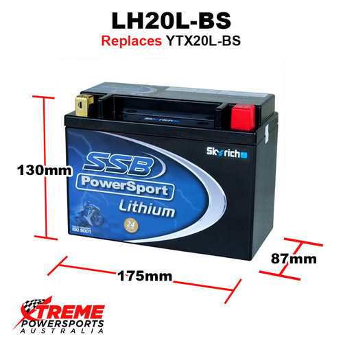 SSB 12V 500 CCA LH20L-BS HD 1450 DYNA LOW RIDER 1999-2004 SSB Lithium Battery