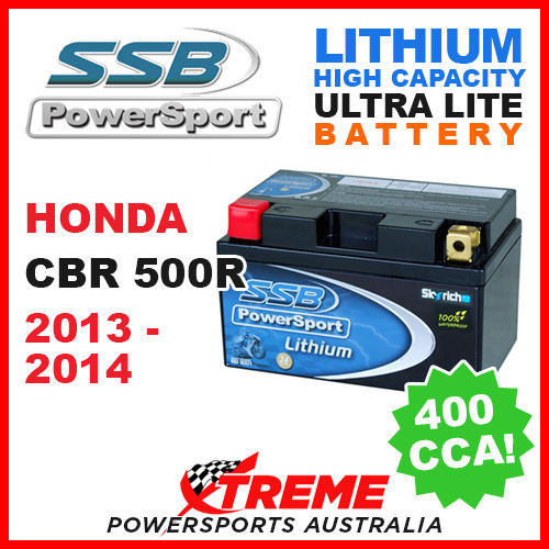 SSB 12V LITHIUM ULTRALITE 400 CCA BATTERY HONDA CBR500R CBR 500R 2013-2014 MOTO