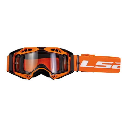 LS2 Aura Adult MX Off-Road Goggle Orange w/ Clear Lens Pinlock Dirtbike