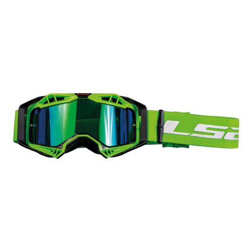 LS2 Aura Adult Off-Road Pro Hi-Viz Green Goggle Iridium Lens Pinlock Dirtbike