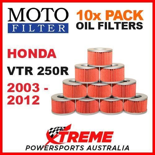10 PACK MOTO FILTER OIL FILTERS HONDA VTR250R VTR 250R 2003-2012 SPORT BIKE ROAD