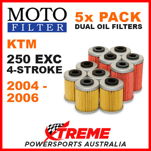 5 PACK MOTO MX OIL FILTERS KTM 250EXC 4T 250EXCF 4 STROKE 250 EXCF 2004-2006