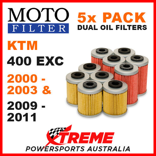 5 PACK MOTO MX OIL FILTERS KTM 400EXC 4T 400 EXC 4 STROKE 2000-2003 & 2009-2011