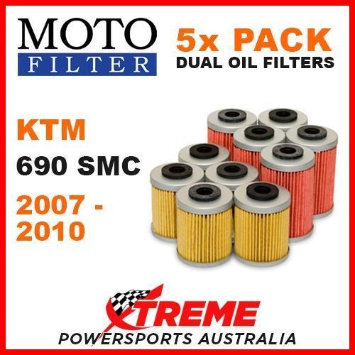 5 PACK MOTO MX OIL FILTERS KTM 690 SMC 690cc 2007-2010 SUPERMOTO DIRT BIKE