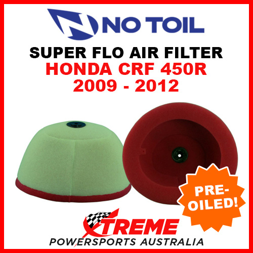 No Toil Honda CRF450R 2009-2012 Super Flo Flame Resistant Air Filter Element