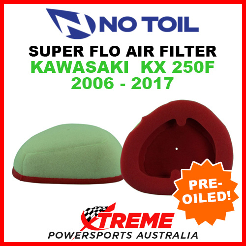 No Toil Kawasaki KX250F KXF250 2006-2017 Super Flo Air Filter Element