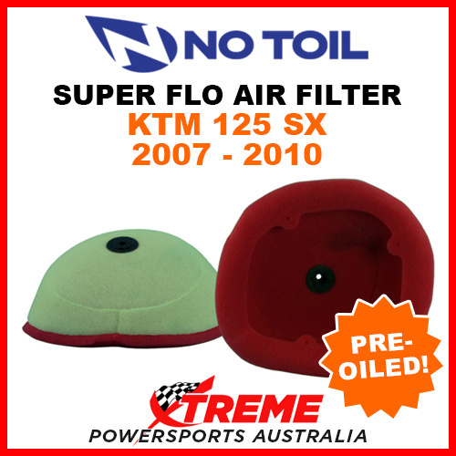 No Toil KTM 125SX 125 SX 2007-2010 Super Flo Flame Resistant Air Filter Element