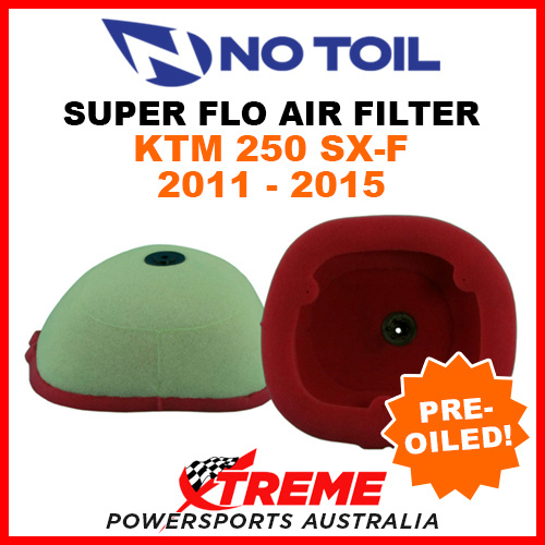 No Toil KTM 250SX-F 250 SX-F 2011-15 SuperFlo Flame Resistant Air Filter Element