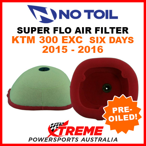 No Toil KTM 300EXC Six Days 2015-16 Super Flo Flame Resistant Air Filter Element