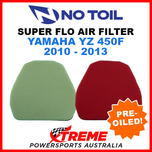 No Toil Yamaha YZ450F 2010-2013 Super Flo Flame Resistant Air Filter Element