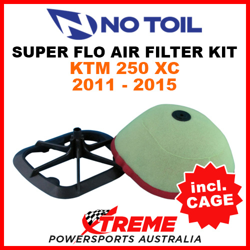 No Toil KTM 250XC 250 XC 2011-2015 Super Flo Kit Air Filter with Cage