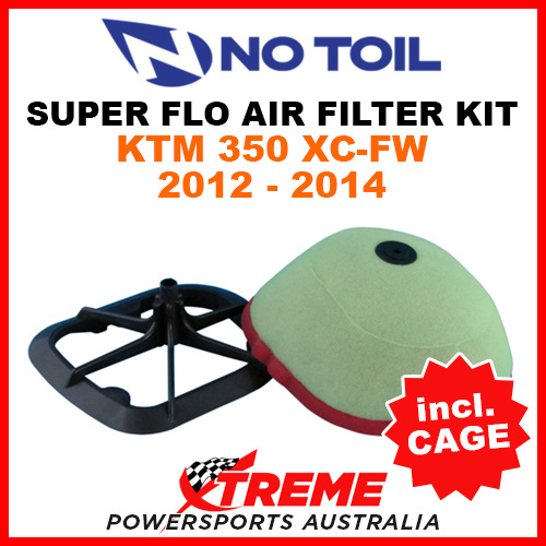 No Toil KTM 350XC-FW 350 XC-FW 2012-2014 Super Flo Kit Air Filter with Cage