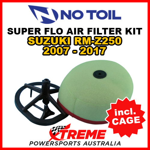 No Toil For Suzuki RMZ250 RM-Z250 2007-2017 Super Flo Kit Air Filter with Cage