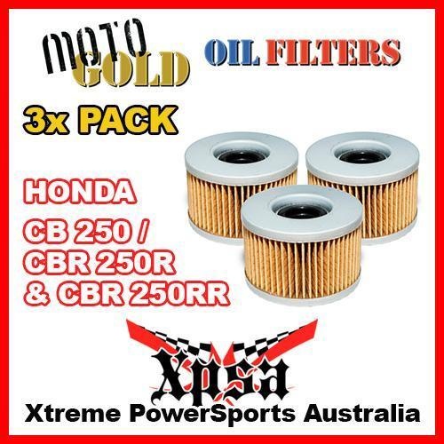 3 PACK MOTO GOLD OIL FILTER HONDA CB 250 CB250 CBR250 CBR 250R 250RR OF1 KN111