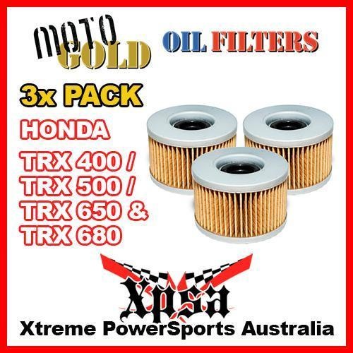 3 PACK MOTO GOLD OIL FILTER HONDA TRX400 TRX500 TRX650 TRX680 OF1 KN111 ATV MX