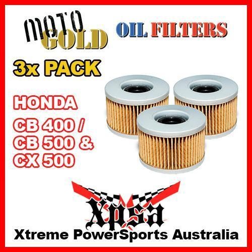 3 PACK MOTO GOLD OIL FILTER HONDA CB 400 CB400 CB 500 CB500 CX CX500 OF1 KN111